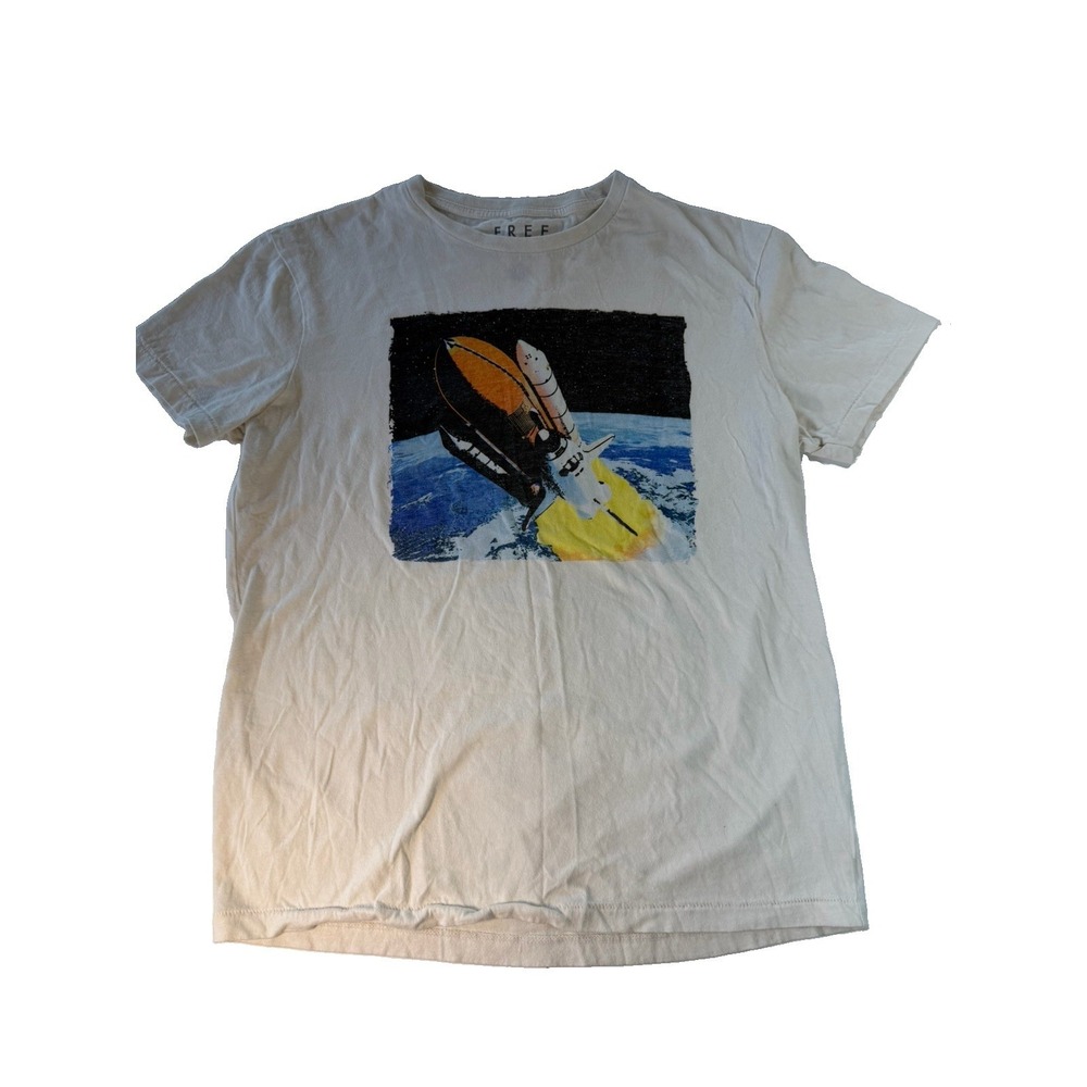 NASA Space Shuttle Launch T Shirt Men's M Single Stitch Free State Graphic White
